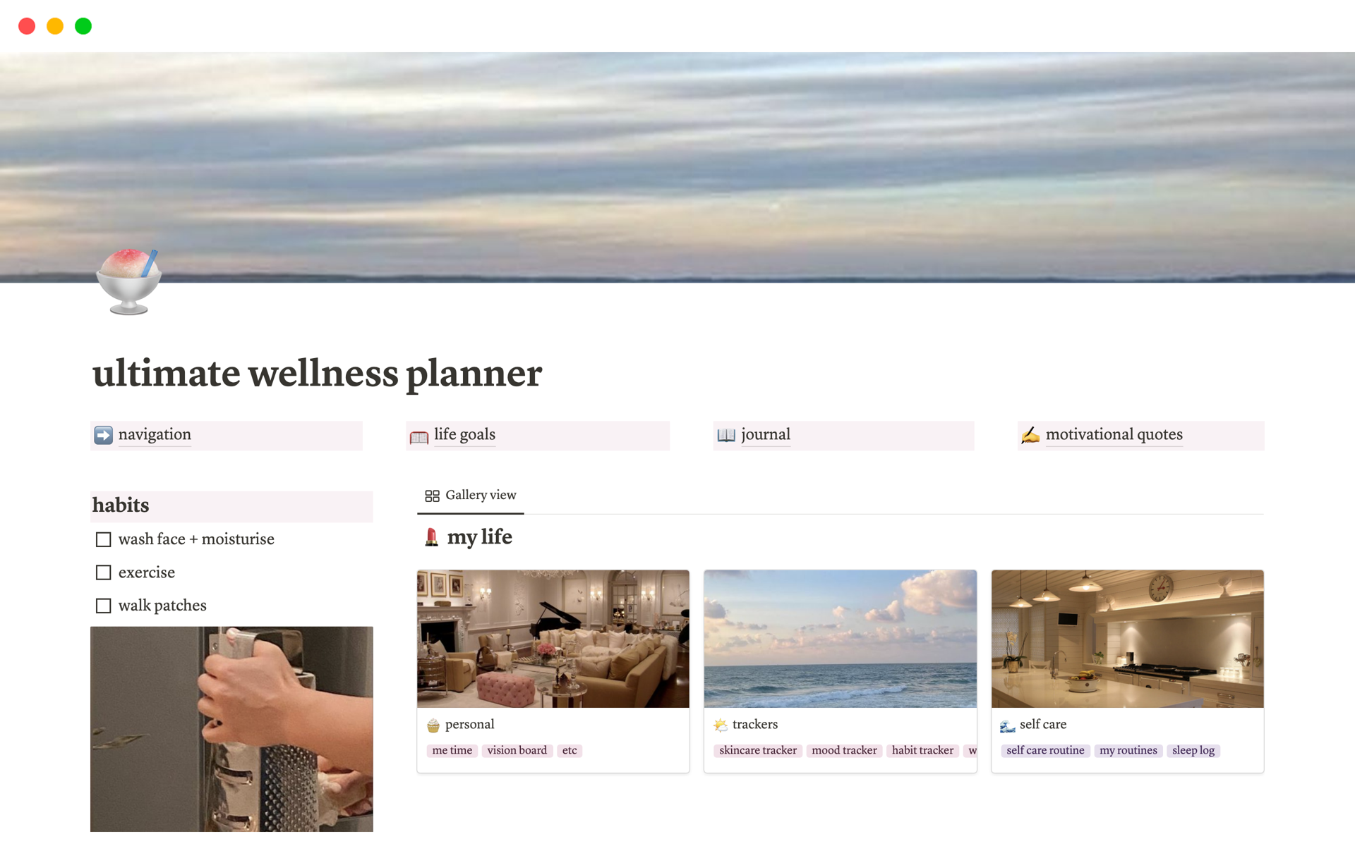 A template preview for Ultimate Wellness Planner