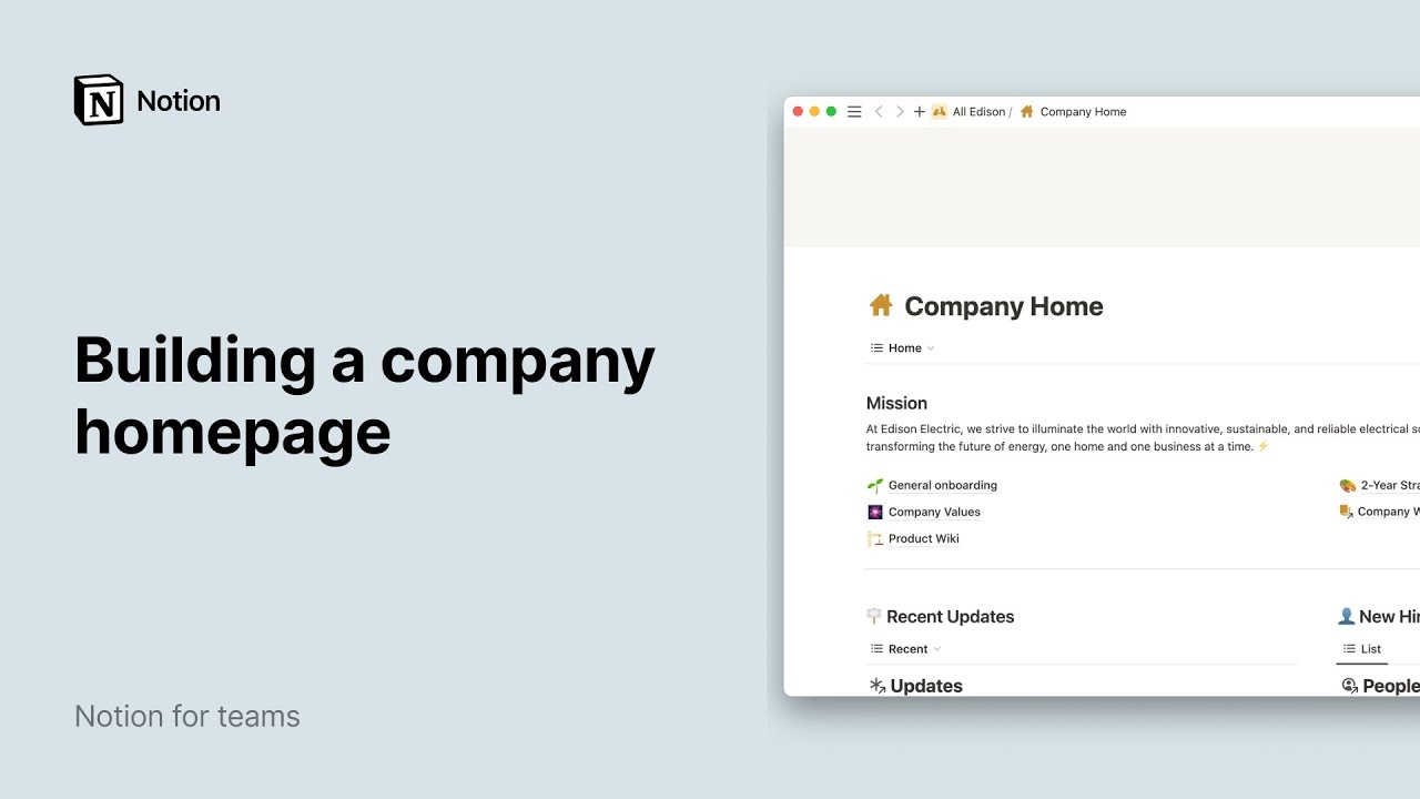 Building a company homepage
