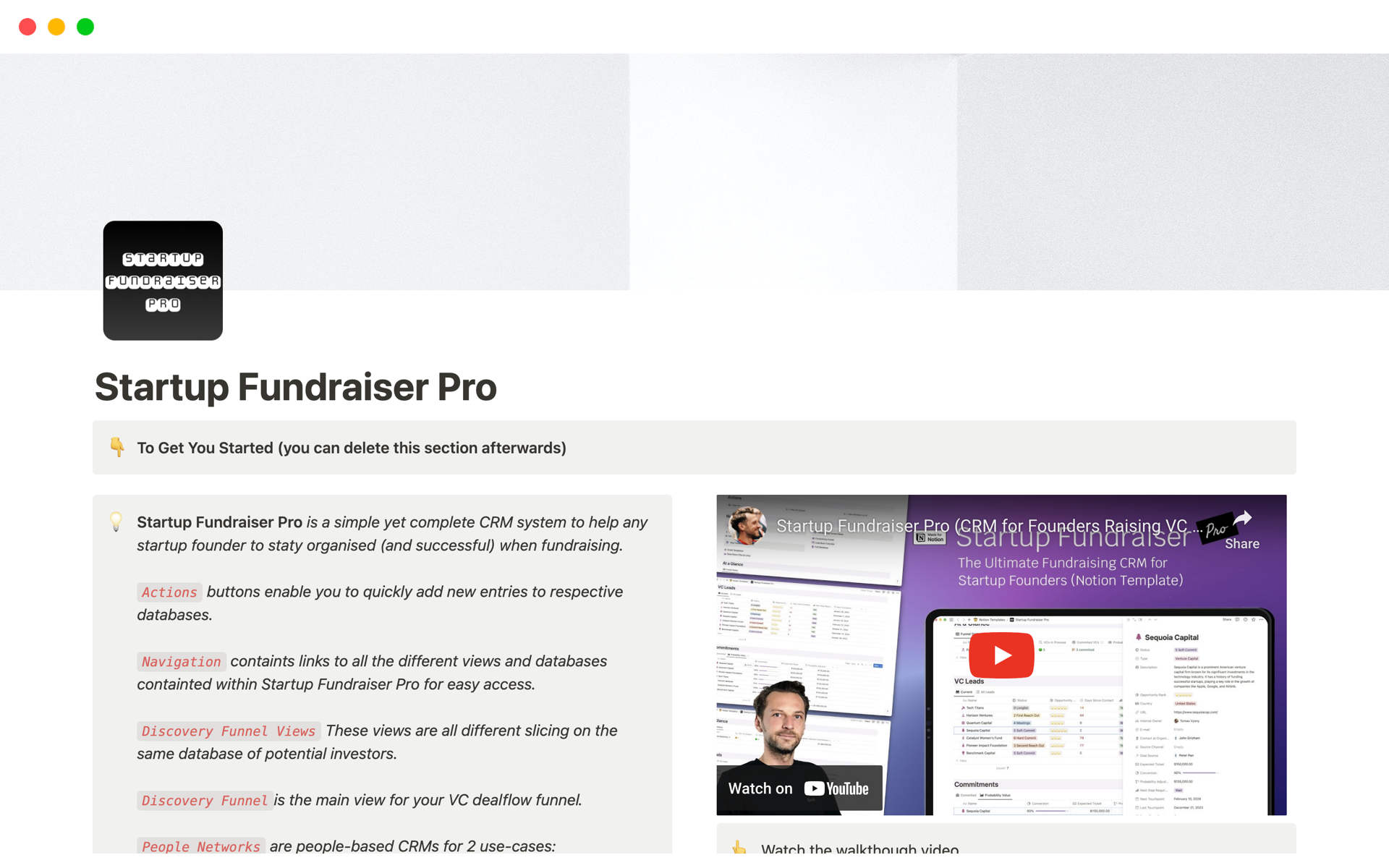 A template preview for Startup Fundraiser Pro - for Founders Raising VC