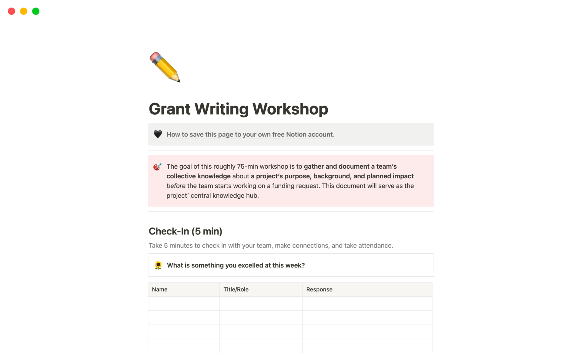 A template preview for Grant Writing Workshop for Non-profits